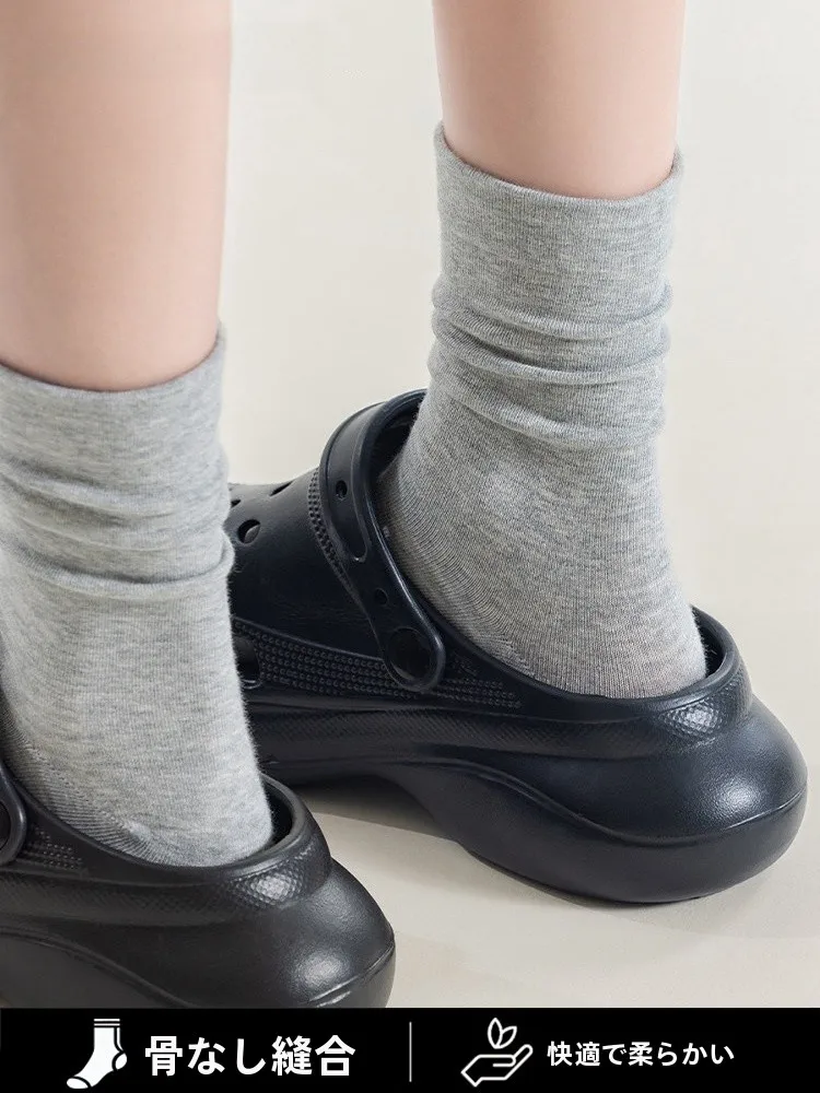 ay-cotton-women's-sos-thin-no-cuff-mid-calf-summer-sos-breathable-comfortable-soft-combed-cotton-plain-color-sos