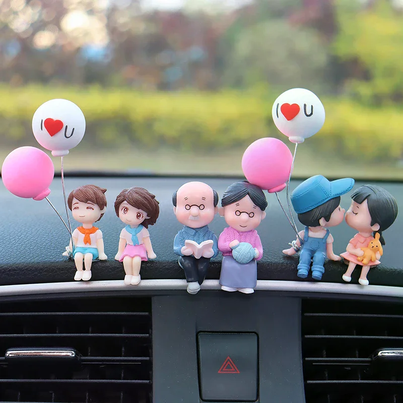 Car Accessories Cute Cartoon Couple Movable Doll Balloon Ornaments Car Cute Kissing Couple Doll Car Decoration Balloon Ornaments