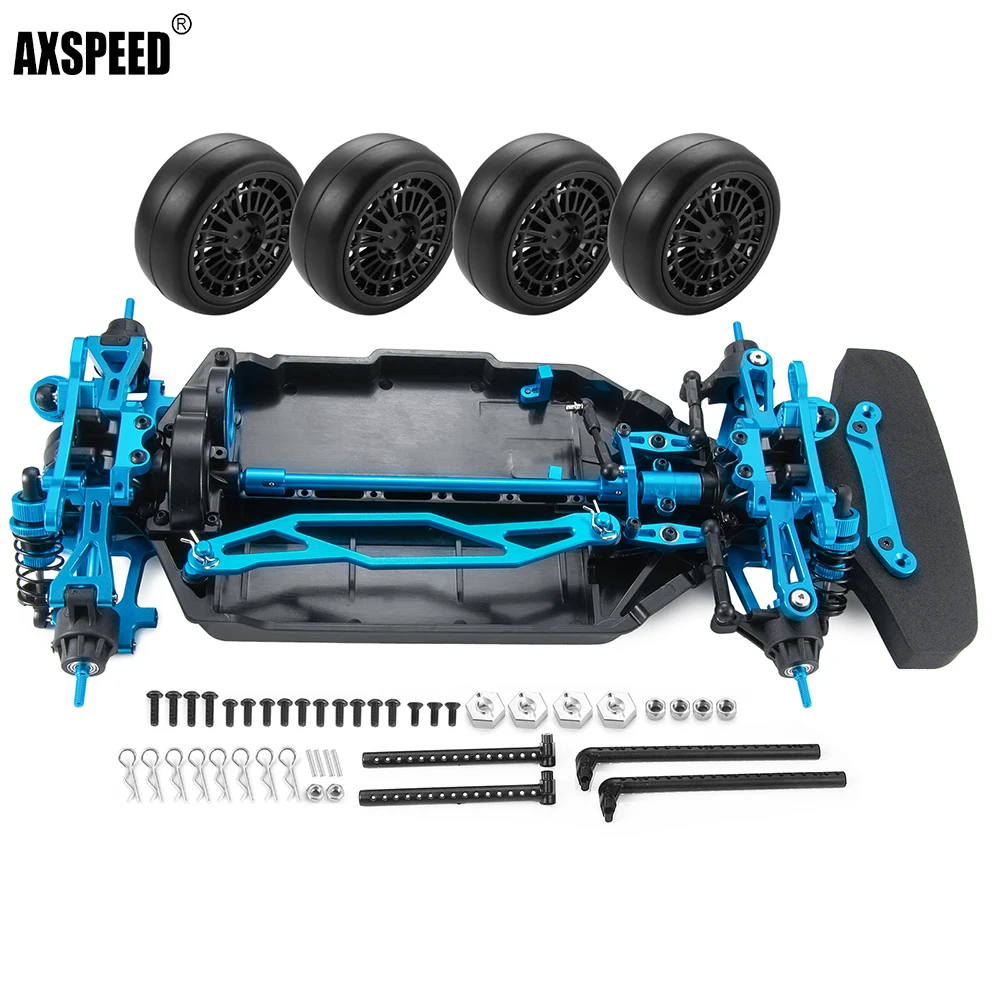 AXSPEED Metal Frame Chassis With Tire For Tamiya TT02 1/10 RC Car DIY Model Drift Racing Upgrade Part