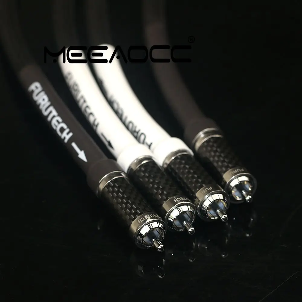 Hi-fi Furutech μ-P2.1 PCOCC Dual Lotus RCA Audio Cable with Direction CD Power Amplifier Connector Cable Carbon Fiber Plug