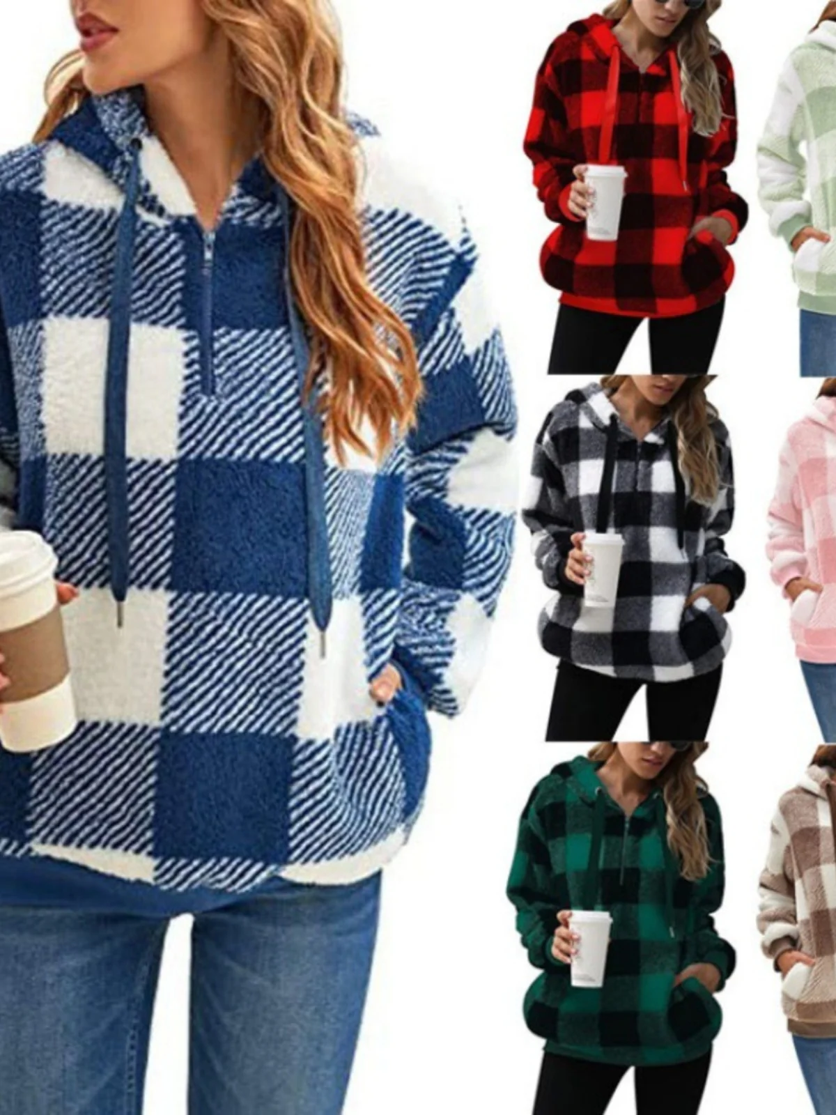 

Long Sve клетчатая толстовка с капюшоном Fce Street Sle, женская свободная удобная толстовка с капюшоном на осень и зиму