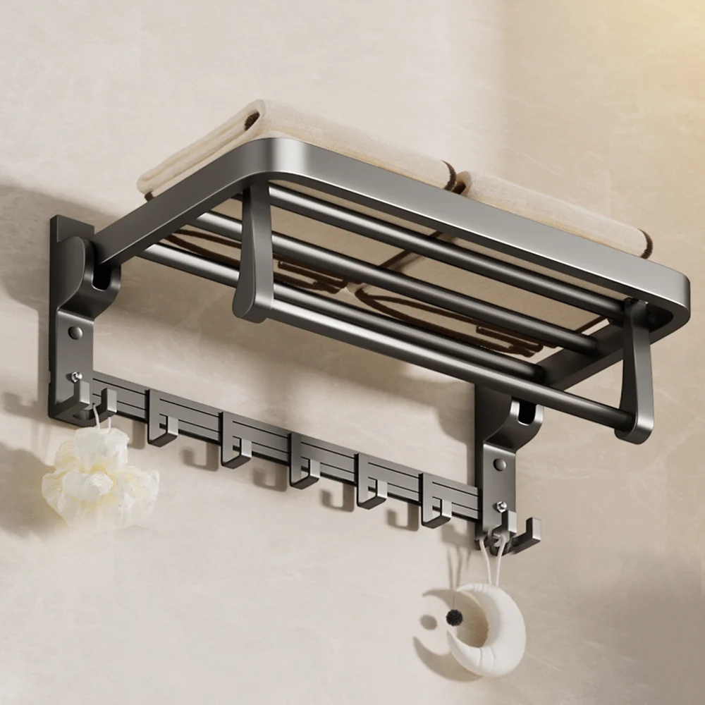 

ORIENTAL YUHONG 50 60 см вешалка для полотенец с держателем для бара, полка, подвижные крючки, алюминиевое крепление для хранения полотенец, настенное крепление, аксессуары для ванной комнаты