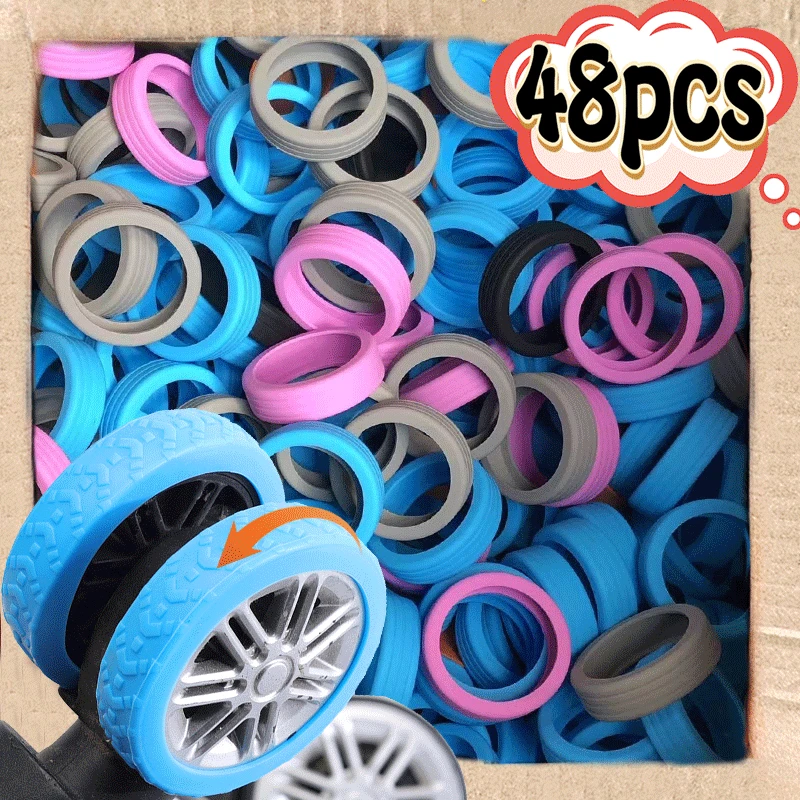 48PCS Luggage Wheels Protector Silicone Wheels Caster Shoes Travel Luggage Suitcase Reduce Noise Wheels Guard Cover Accessories