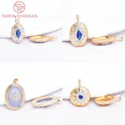 (7196) 2PCS 24K Gold Color Brass with Zircon Round Star Eye Charms Pendants High Quality Diy Jewelry Accessories Wholesale