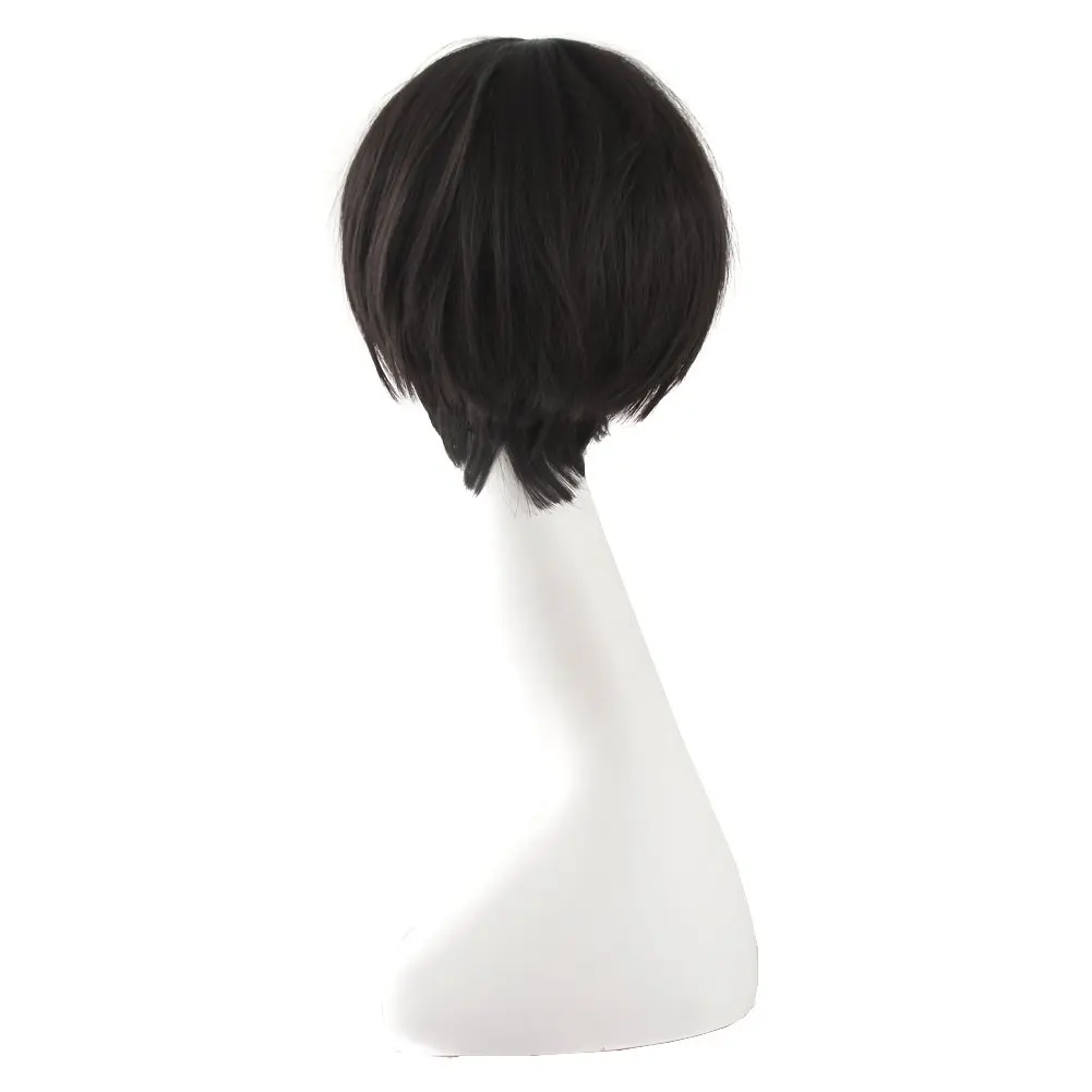 Men Boy Women Holiday Anime Costume Cosplay Wigs Black Anime Halloween Wigs Layered Short Synthetic Hair Wigs with Bangs