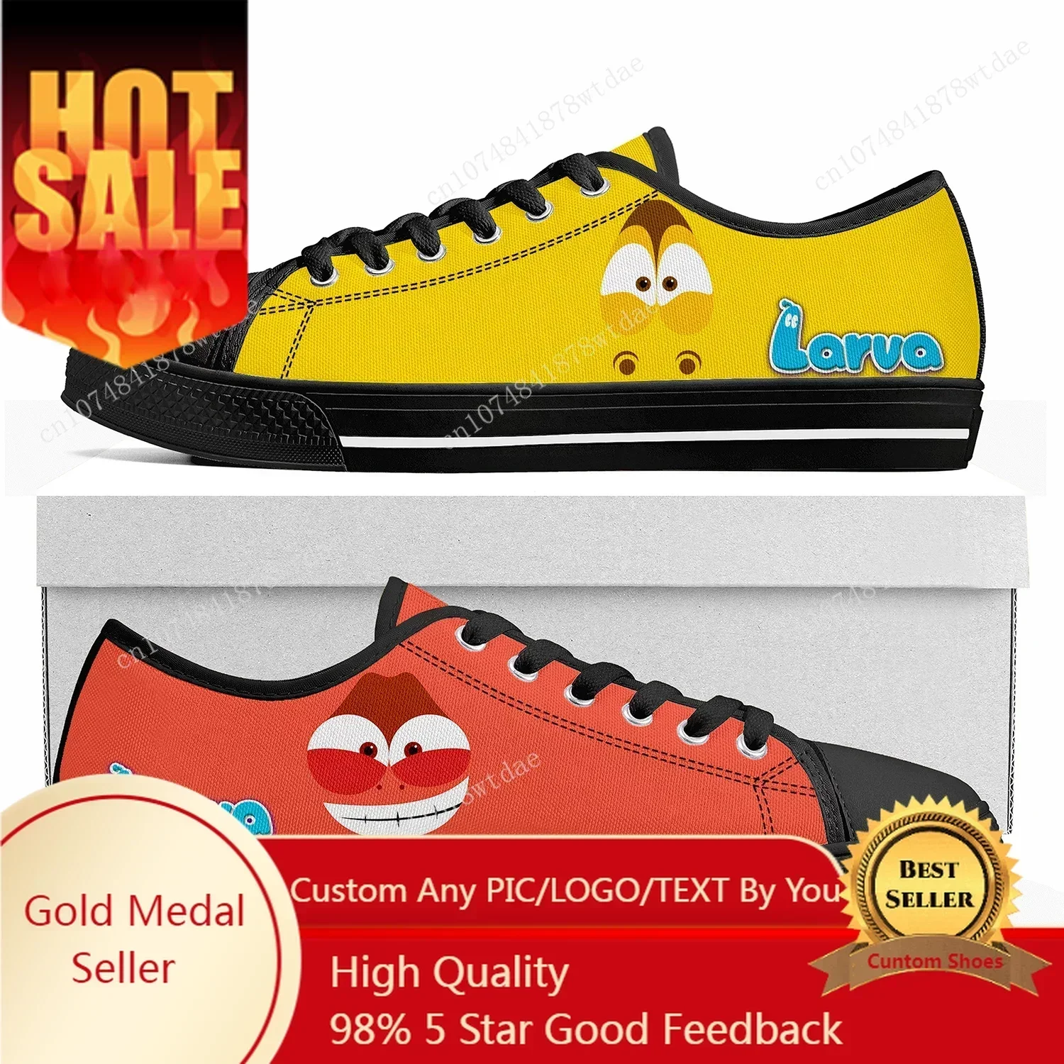 Larva Low Top Sneakers Womens Mens High Quality Canvas Sneaker Casual Anime Cartoon Manga Comics Customize Shoes