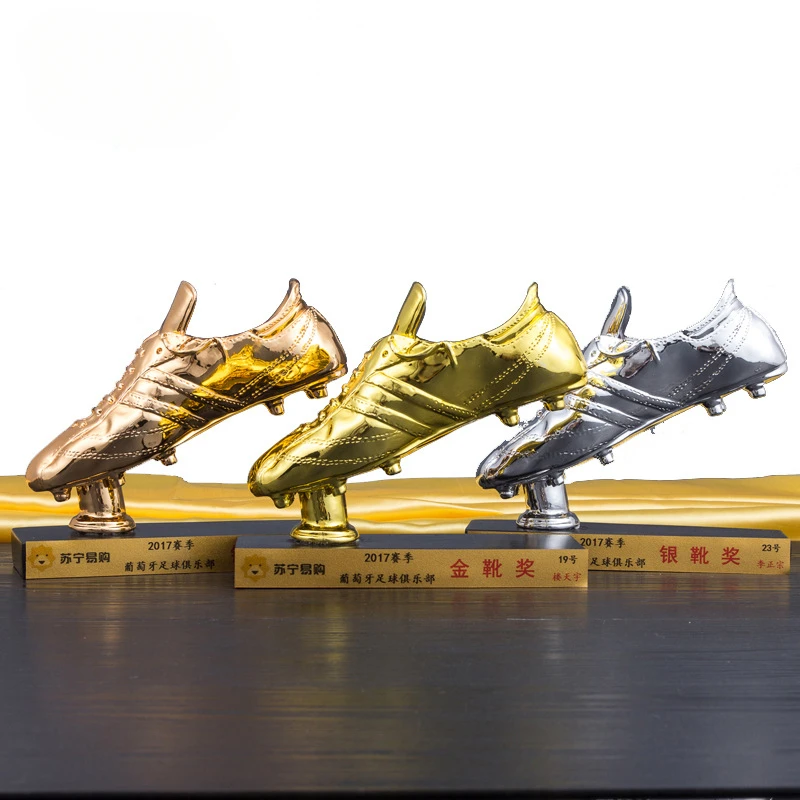 Resin Football Golden Boot Trophy Football Cup European Cup Souvenir Flat-bottled Golden Boot Trophy