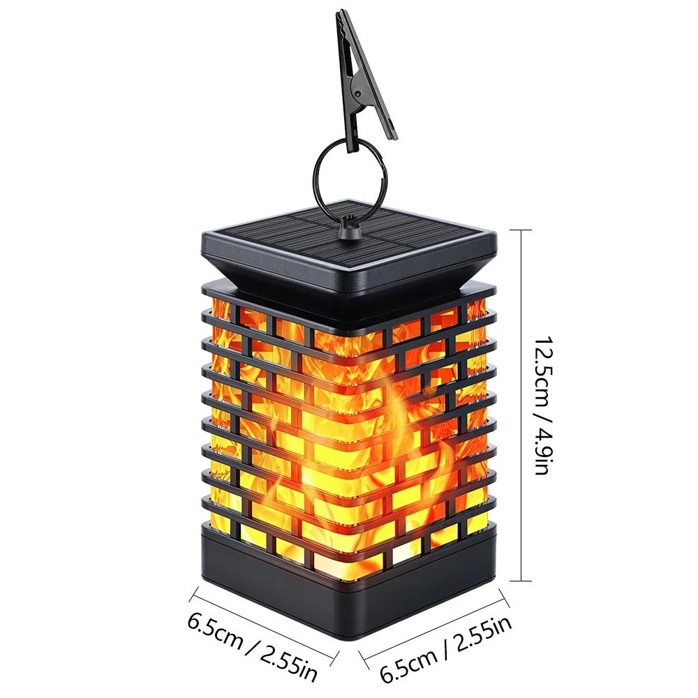 2-4PCS 태양 교수형 등불 정원 LED 깜박이는 불꽃 빛 태양 전원 조경 조명 울타리 파티오 통로 장식