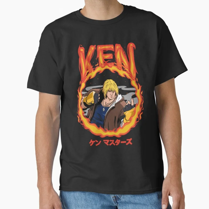 Ken Masters 80s Combat Game Classic Cartoon Arcade Street Fighter Gift  T-shirt for man Large size Tops 100% cotton printed