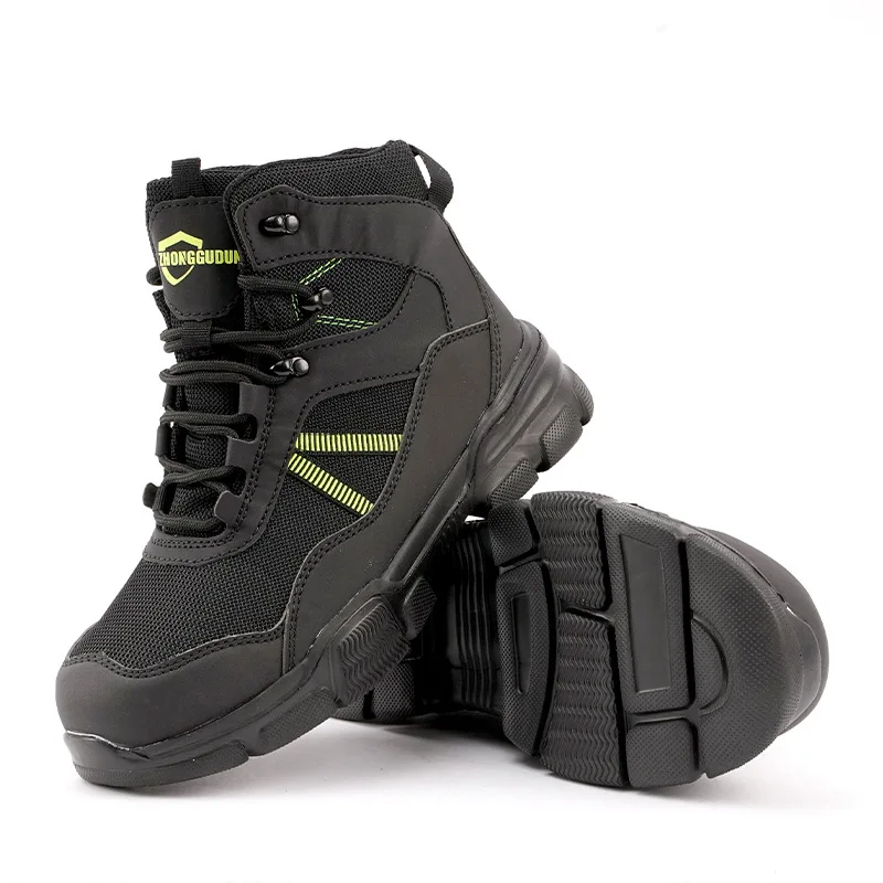 2025 New Men's Safety Shoes High Top Boots Zapatos De Seguridad Anti-smash Anti-puncture Steel Toe Sepatu Protect Shoes