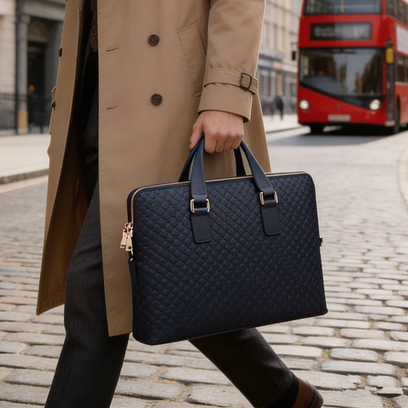2026 Genuine Leather Men Handbags Business Briefcase Portable 14