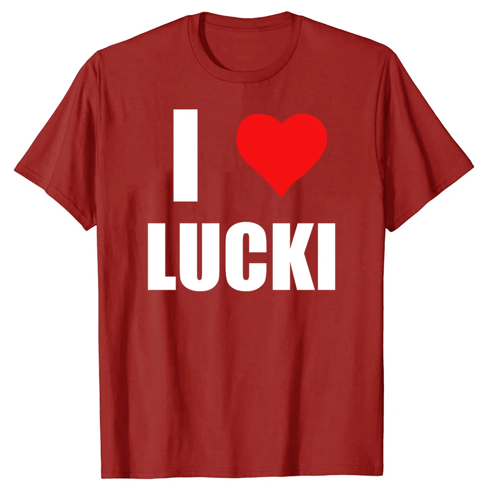 

2025 новая модель I Love Lucki He Fuuny Футболка для мужчин и женщин Хлопковые футболки с короткими рукавами Размер ЕС Встроенная мужская футболка с круглым вырезом Мужской Stre