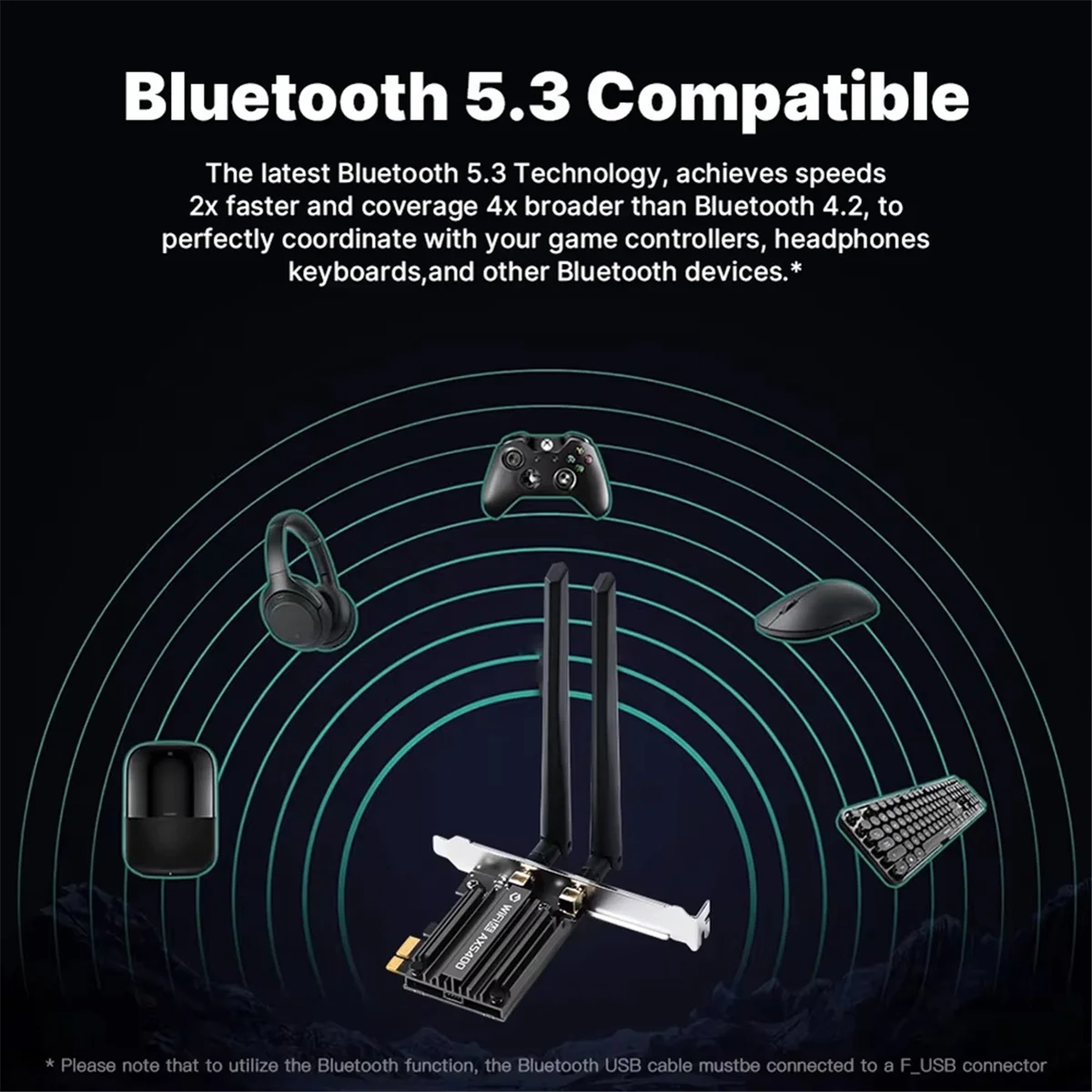 SEMOIC WiFi 6E AX5400 PCIE محول بلوتوث 5.3 ثلاثي الموجات 2.4G/5G 802.11AX Netwotk استقبال لاسلكي-MIMO لـ Win10/11 #2