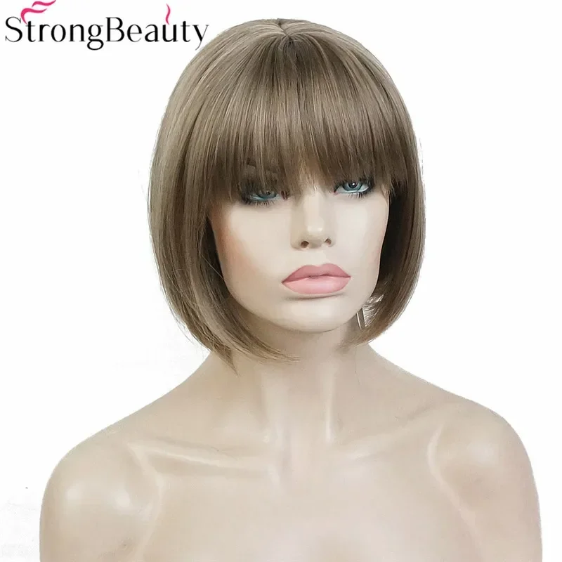 StrongBeauty Short Bob Wigs Synthetic Straight Cosplay Women Wig 10 inches