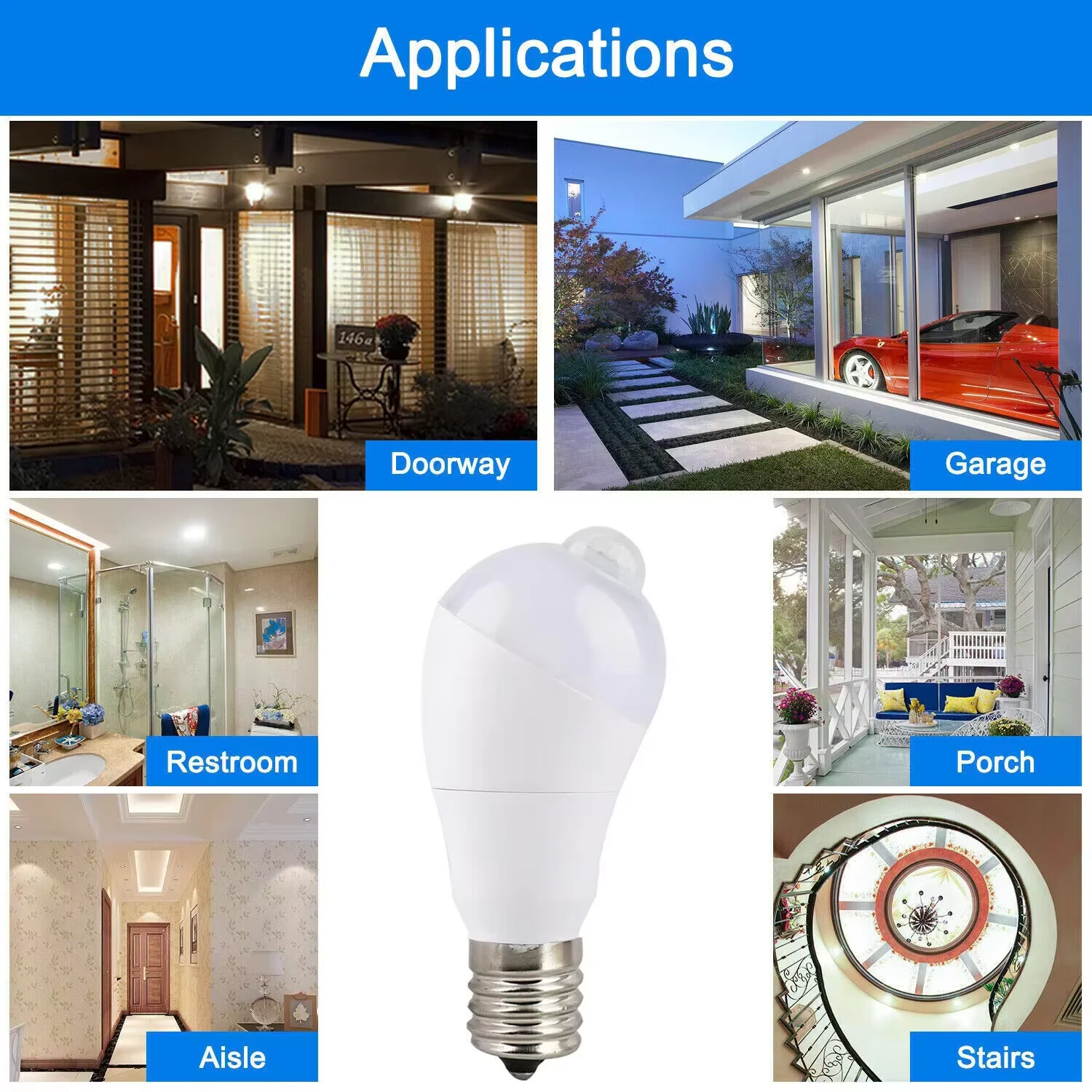 E27 E26 B22 LED Motion Sensor Bulb LED Lamp PIR Sensor Light Bulb Auto ON/OFF Night Light For Porch Stairs Garage Security Light