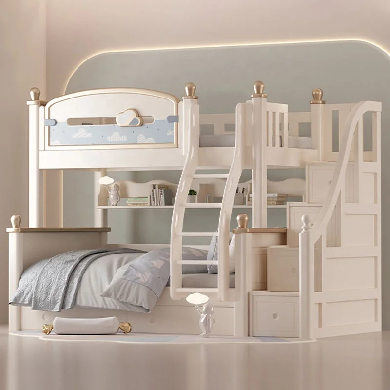 # Crafted Hardwood Tiered Bedstead Adventure Slide High-Capacity Staircase Drawer for Children Dormitory and Villa Decor