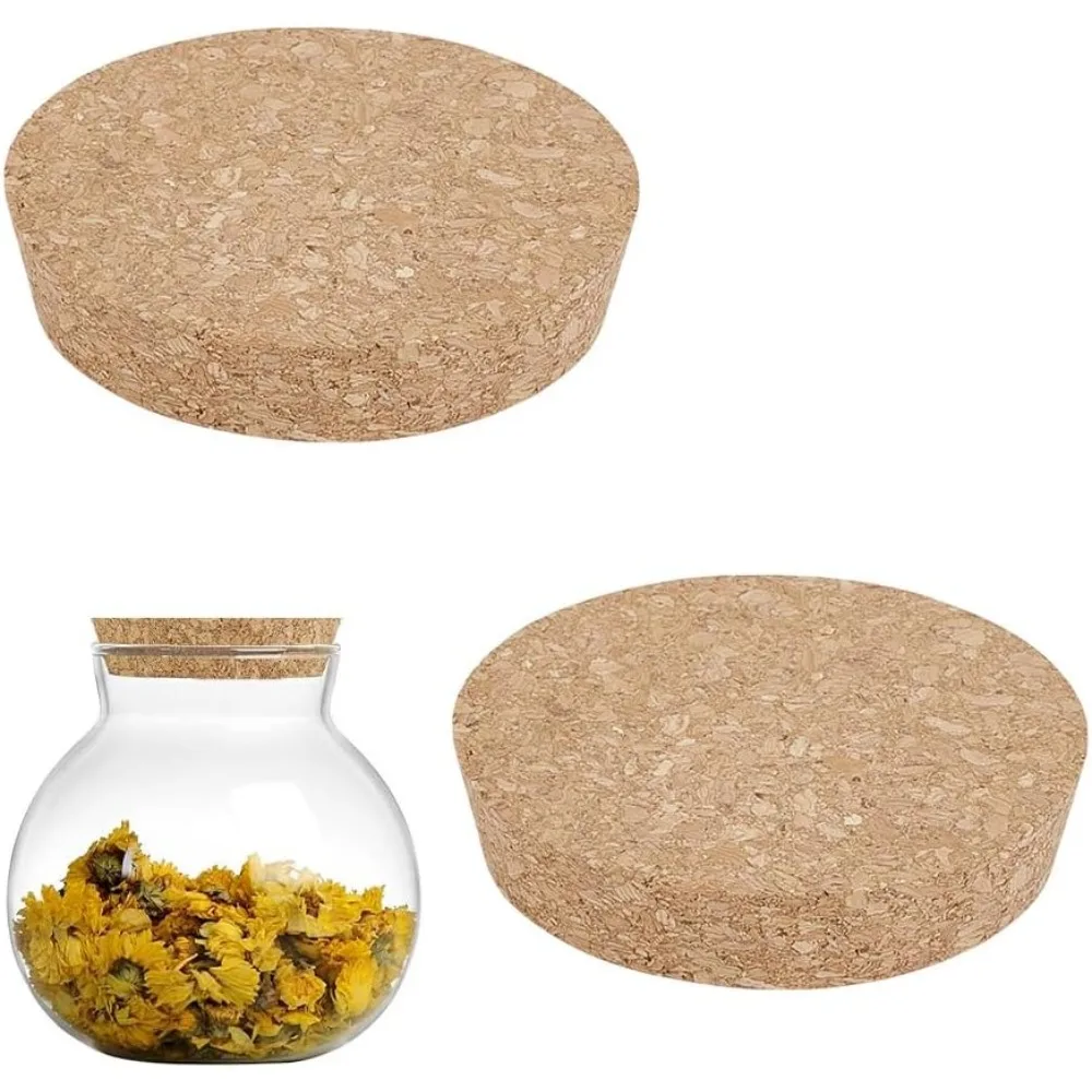 2Pcs Large Cork Lids for Jar 3.6 to 3.9 Inch Wood Tapered Plugs Replacement Wine Bottle Cork Lids for Mason Jars Glass Bottles