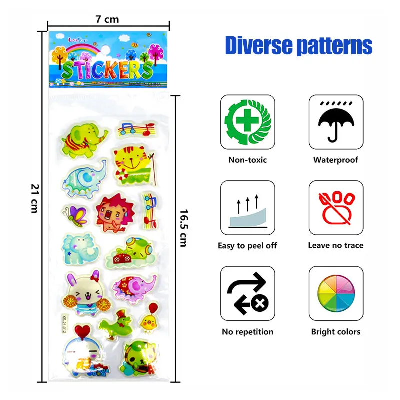 Kids Stickers 40 20 Different Sheets 3D Puffy Bulk Stickers for Girl Boy Birthday Gift Scrapbooking Teachers Animals Cartoon