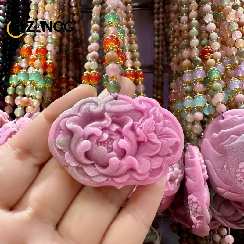 Natural Salt Source Agate Nine Tail Fox Jade Pendant Exquisite Fashion Phoenix Lotus Collarbone Chain Women\'s Necklace Mascot