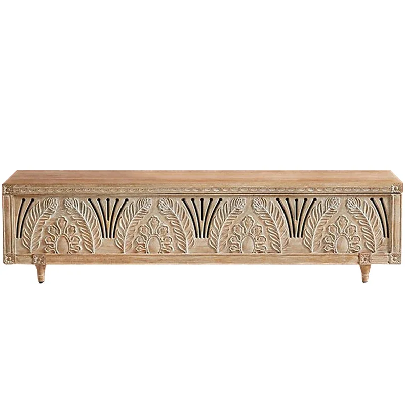 

ls 42 Thai carved TV cabinet solid wood retro old living room audio-visual multi-functional storage cabinet