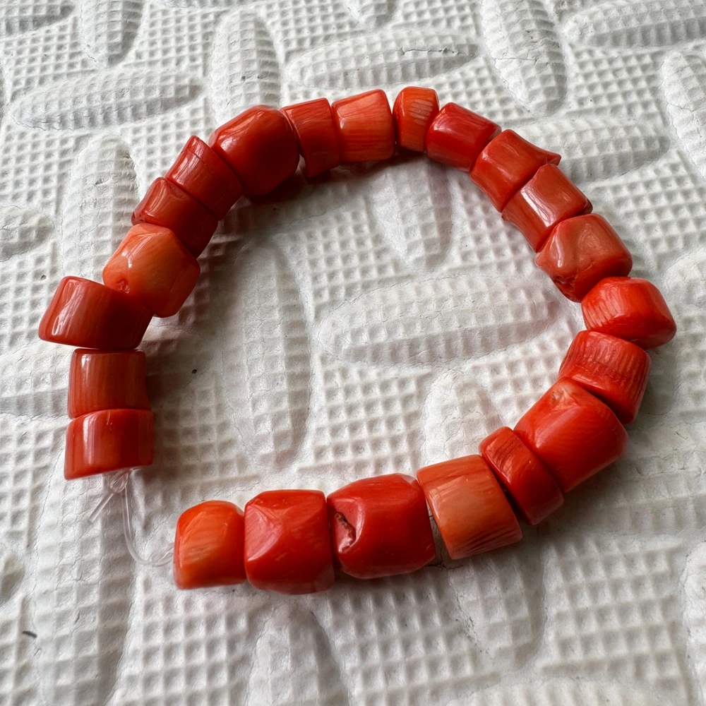 Wholesale 1of 8' Strand Natural Orangle Coral Tube Beads, 6-12mm Orange Sea Bamboo Coral Branch Beads for Jewelry Making