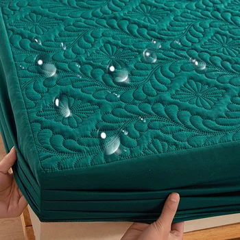 Gewatteerde Waterdichte Matrashoes Reliëf Beddengoed Matrasbeschermer Anti-mijt Antibacterieel Hoeslaken Geen Kussensloop