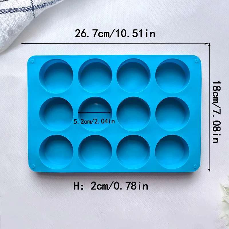 Okrągłe foremki do ciastek czekoladowych Formy silikonowe do czekolady 12-wgłębieniowe silikonowe foremki do galaretek Mini ciasta Muffin Pieczenie