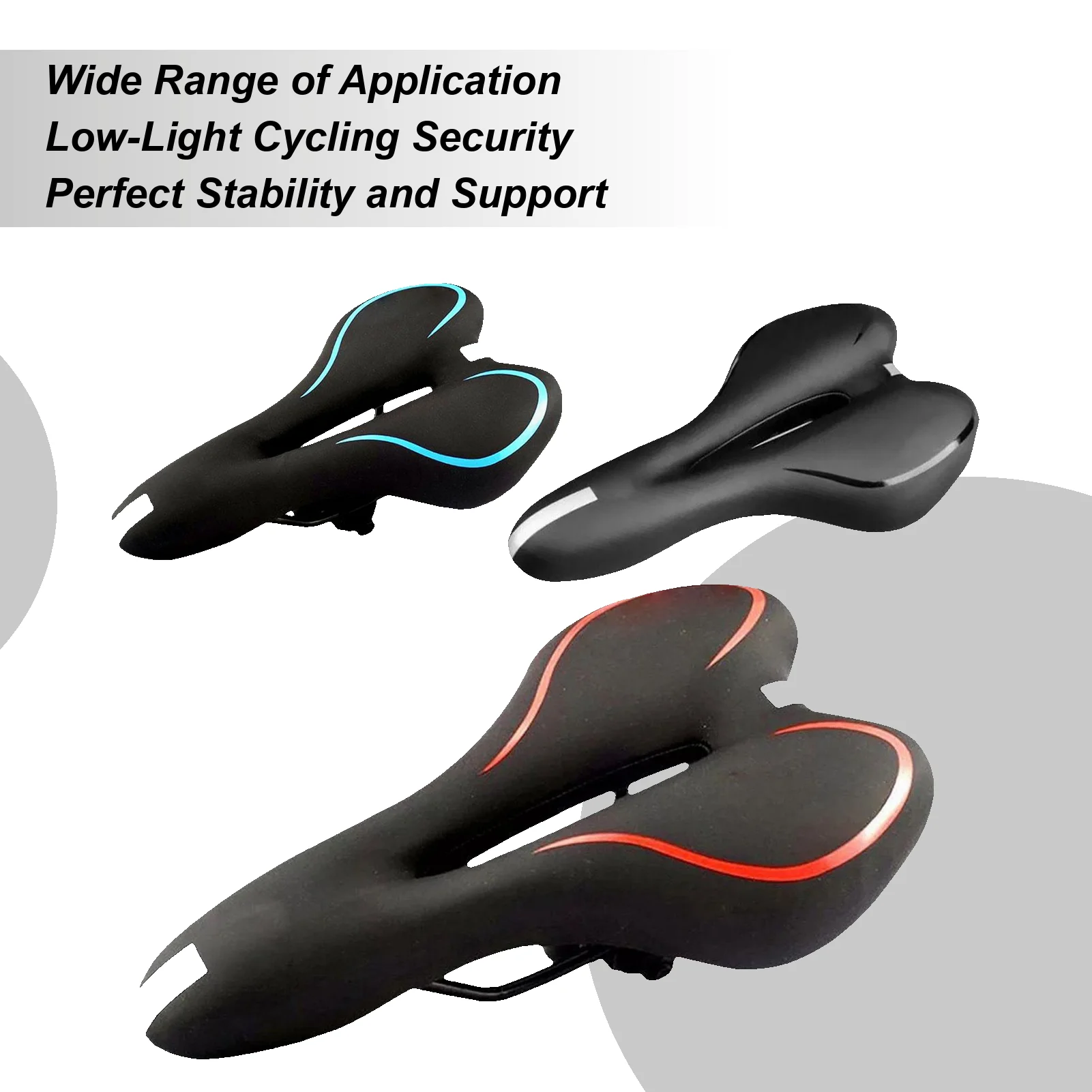 

Seat Cushion For Bike Silicone Wide Bike Seat Cushion Waterproof Ventilated Cycle Saddles With Reflective Strip Cycling