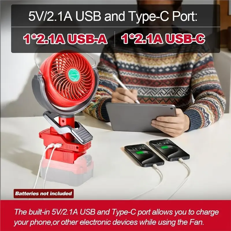 Promotion!Cordless Clip-On Fan Clip-On Fan 2-Speed, 270° &300° Rotation
