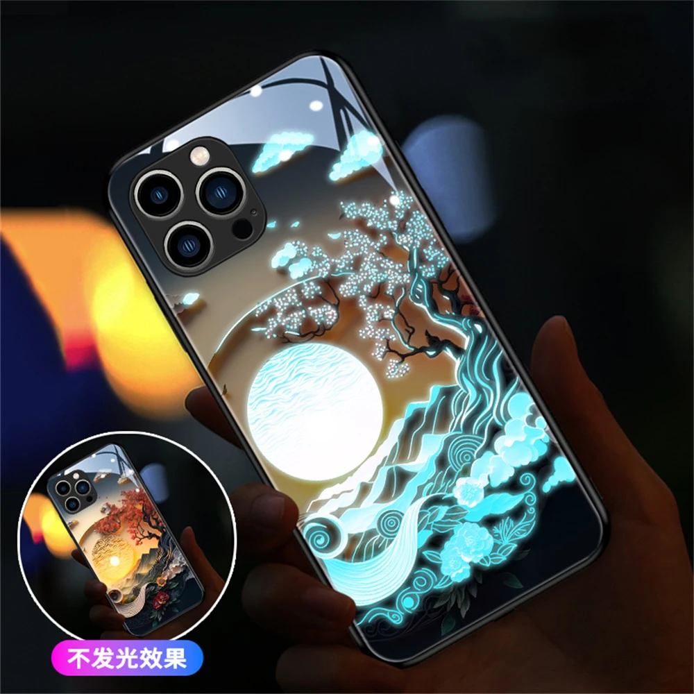 

Selaginella Tamariscina Pattern Sound Control LED Flash Cases For Samsung S23 S22 S21 S20 FE Note 10 20 Plus Ultra A54