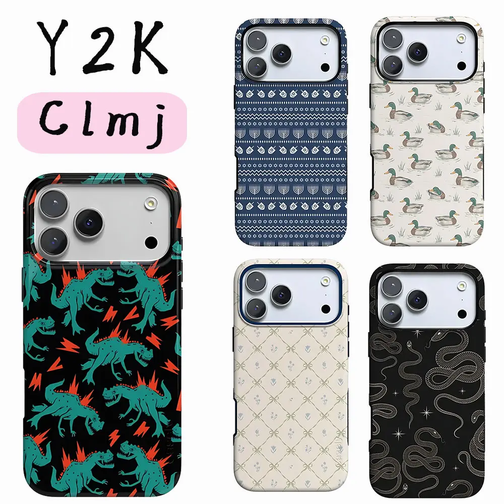 Y2K Dinosaur Duck Snake Print Phone Case for Samsung Galaxy S20 S23 S24 S25 S26 FE Plus Ultra Edge 4G 5G Luxury Double-layer