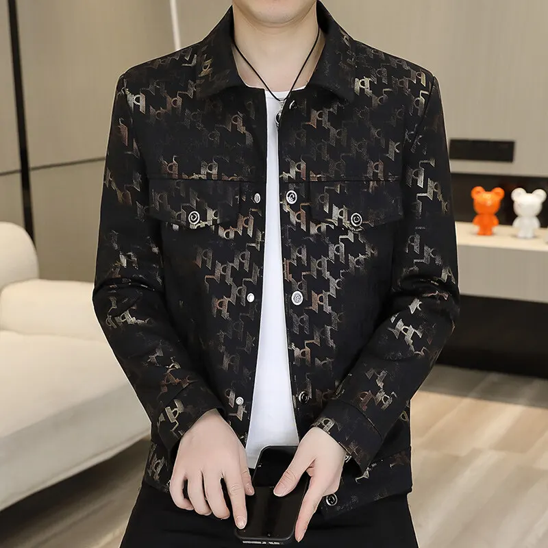 

Spring Autumn New Mens plaid Jacket Lapel Fashion Casual Coat Streetwear Men Fashion Color Block Jacket