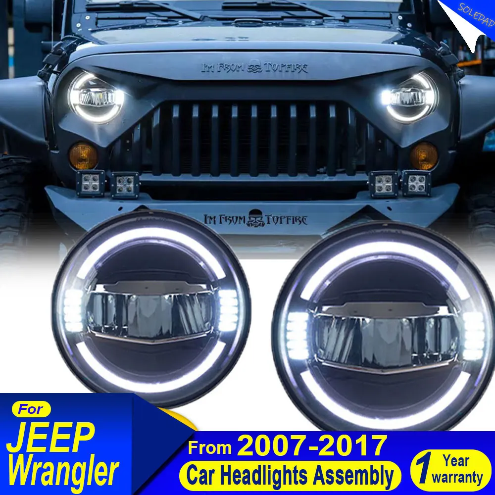 for Jeep Wrangler 2007 2008 2009 2010 2011 2012 2013 2014 2015 2016 2017 Headlight DRL Turn Signal Low High Beam Projector Lens