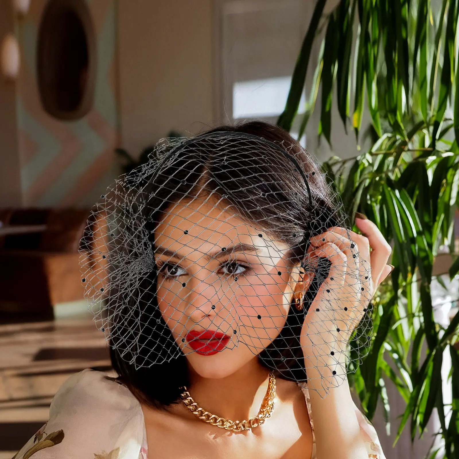 

Стильная сетчатая повязка на голову для женщин, черная, свадебная, украшенная стразами и жемчугом, для особых случаев