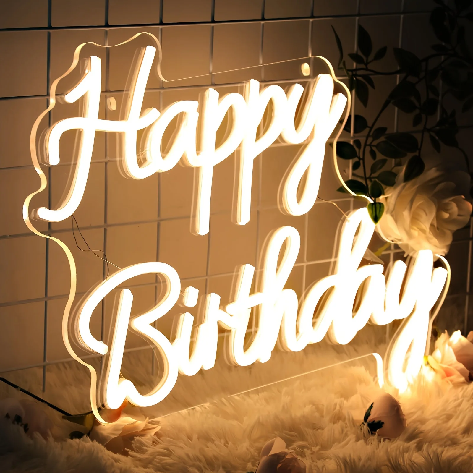 Signe néon LED Happy Birthday pour homme, enseigne lumineuse pour chambre à coucher, fête d'anniversaire, bar, décoration de la maison, cadeau de veilleuse, diversification