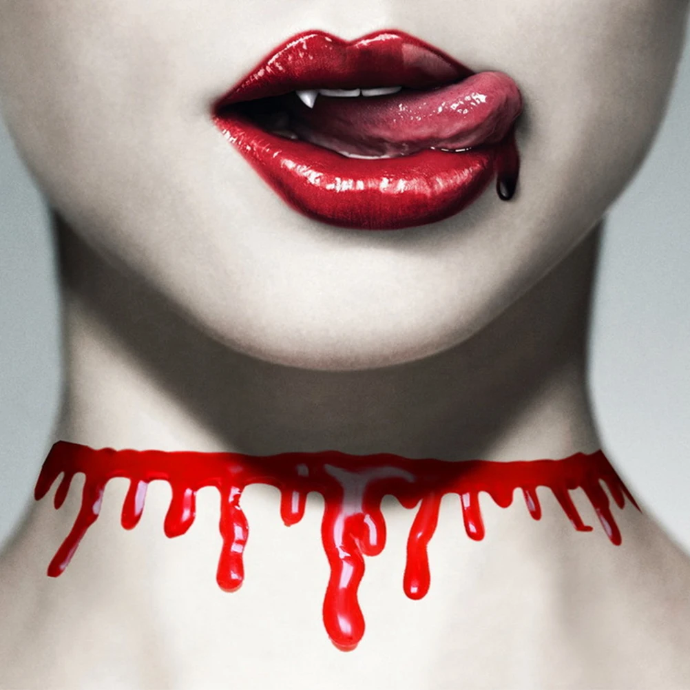 4개입 혈흔 목걸이 고딕 할로윈 레드 핸드메이드 메이크업 체인 파티 연극 의상 쥬얼리