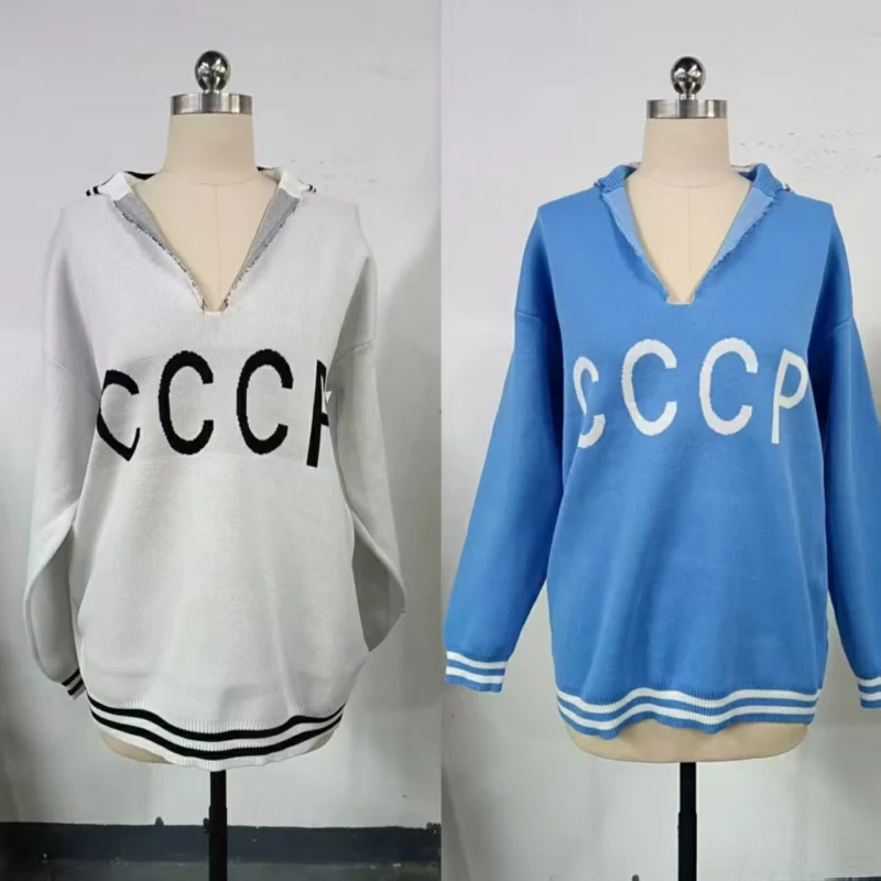 

Свободный контрастный вязаный пуловер, женский свитер с v-образным вырезом и длинными рукавами, женский повседневный топ, осенний трикотаж для девочек, модная уличная одежда