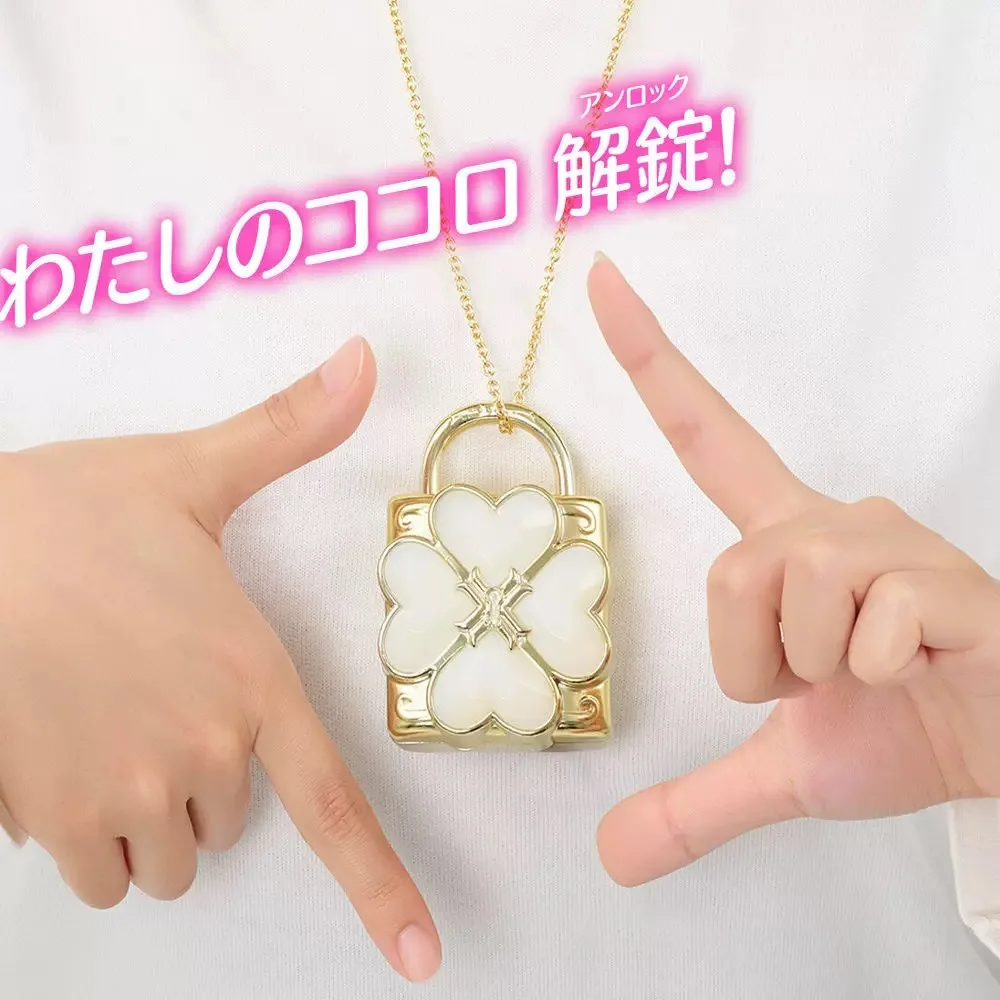 반다이 쇼구 카하라! 주변기기 한정 장난감 하트 잠금 부적 변환 장치 빛나는 목걸이 장식 수집 선물