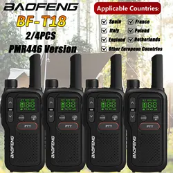 Baofeng BF-T18 PMR446 Mini Walkie Talkie 446mhz Portable Two-Way Radios Flashlight 16 Channels Dual PTT T18 for Hunting Hiking