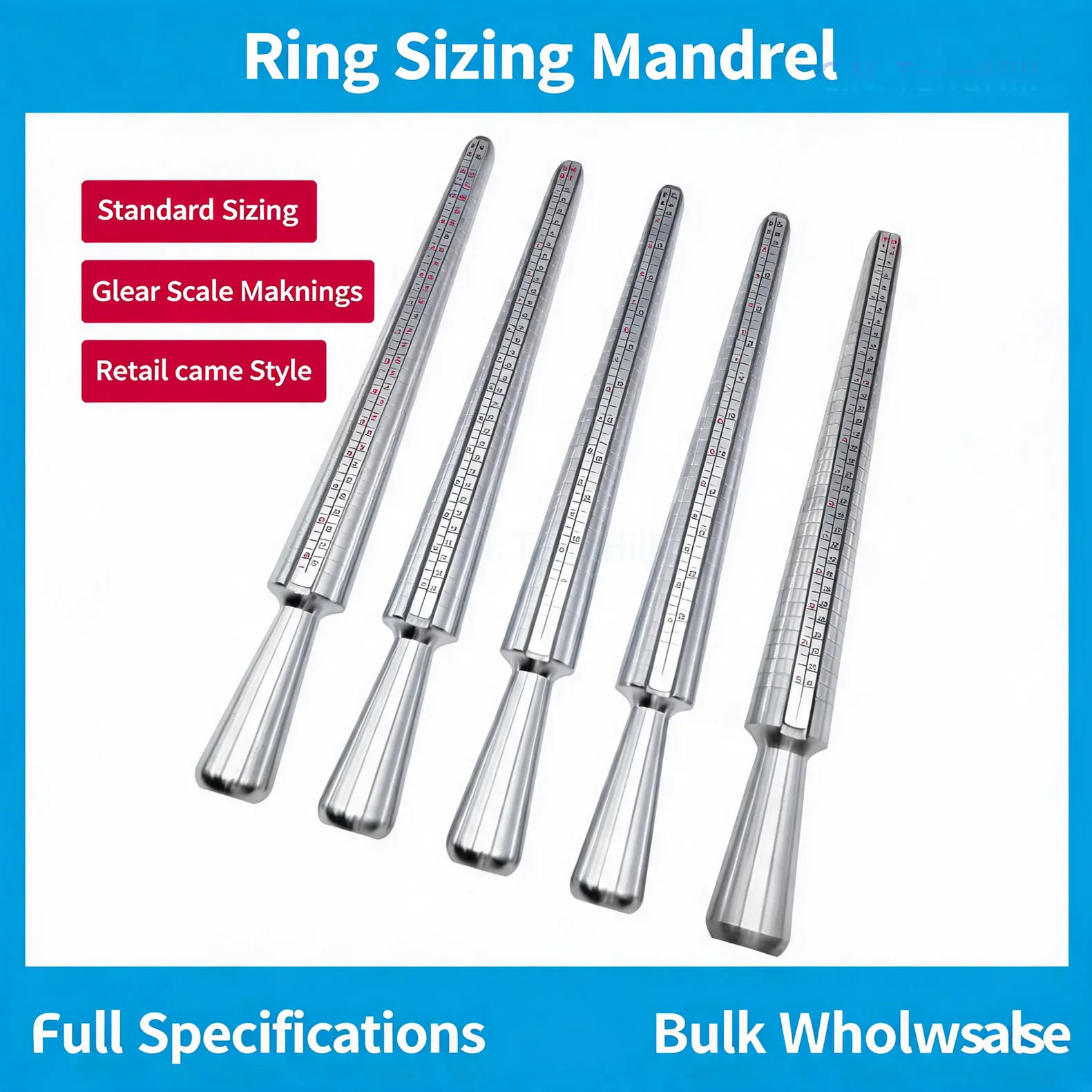 Ring Sizer Measuring Tool Aluminum Four-Scale Ring Gauge for Ring Sizing Resizing Repair Jewelry Making