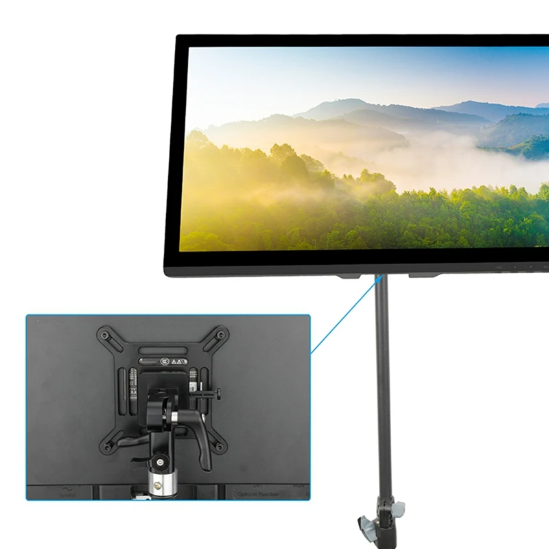 A76F-Adjustable For VESA Monitor Mount With Quick Release V-Lock To C- Stand Baby Pin Adapter Supports Monitors 13To 32Inch