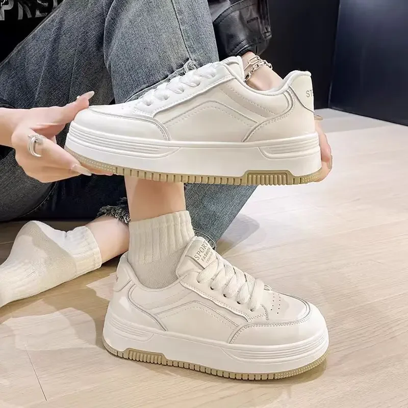 

2025 New White Shoes For Women Elevated Athletic Sneakers Ladies Casual Skate Shoes Sports Footwear