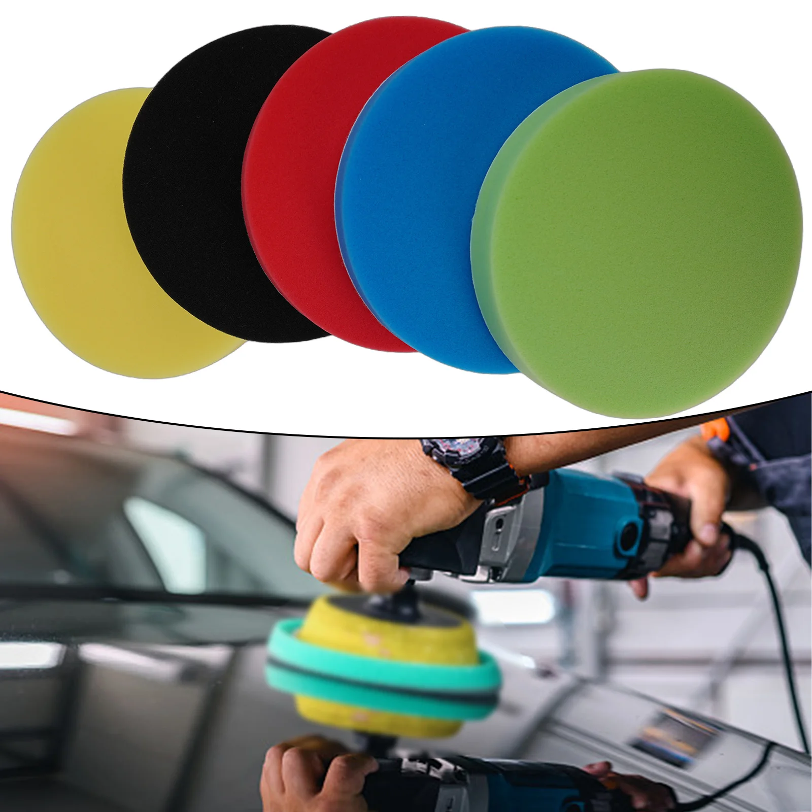 

Waxing Polishing Pads Detachable Finishing 5pcs Adapter Set 7 Inches Auto Round Flat Foam Buffing Sponge Tools