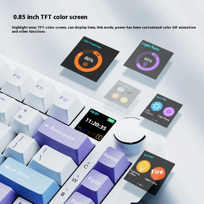 Imagem -04 - Teclado Mecânico Bluetooth Gasketstructure Hot-swappable Tft Color Screen Gaming 3-mode Ajazz-ak820max