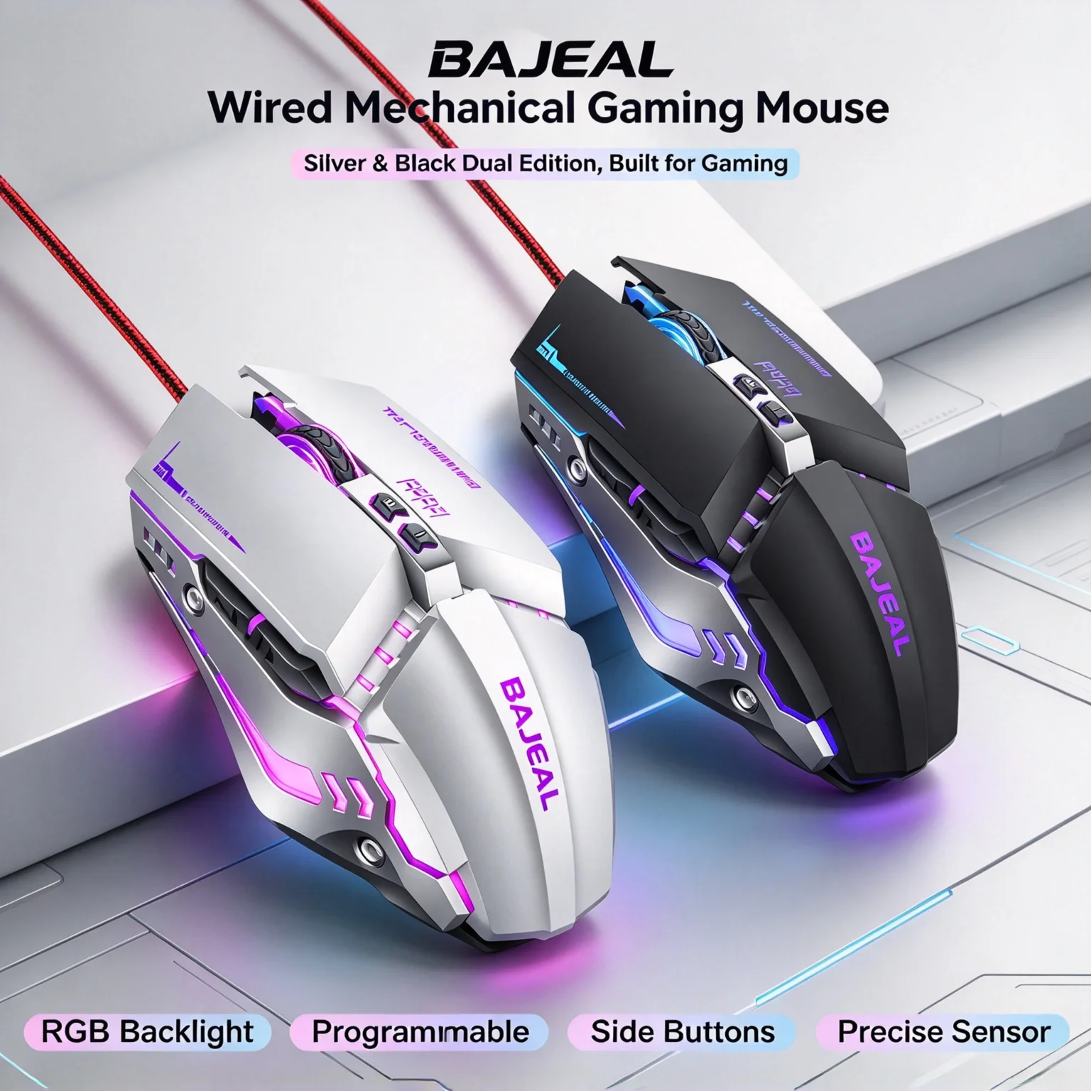 RGB Backlit Gaming Mechanical Touch Feel Optical Mouse Gamer DPI Adjustable Ergonomic Design Wired Mouse For PC Computer Laptop