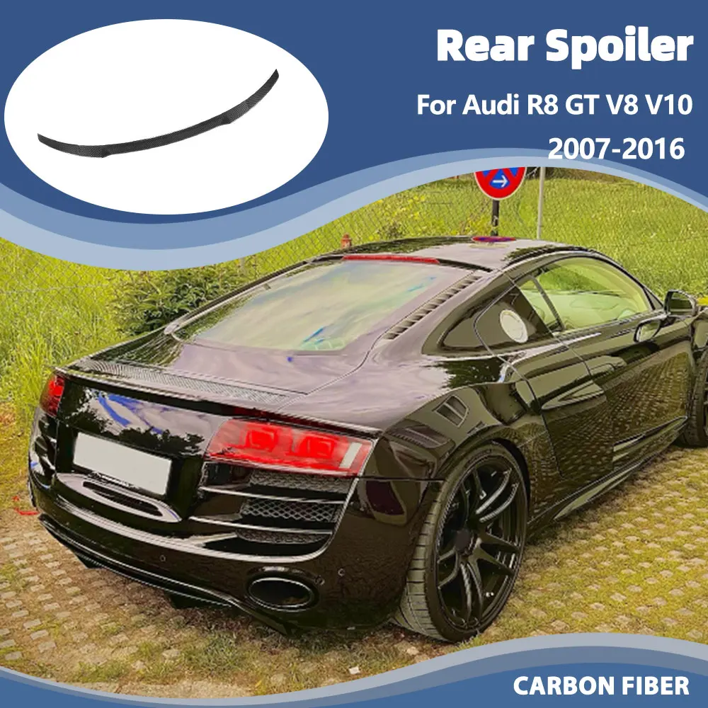

Rear Spoiler Wing Lip for Audi R8 Gen1 Coupe V8 V10 2-Door 2007-2016 Carbon Fiber Car Rear Trunk Boot Lip Wing Spoiler