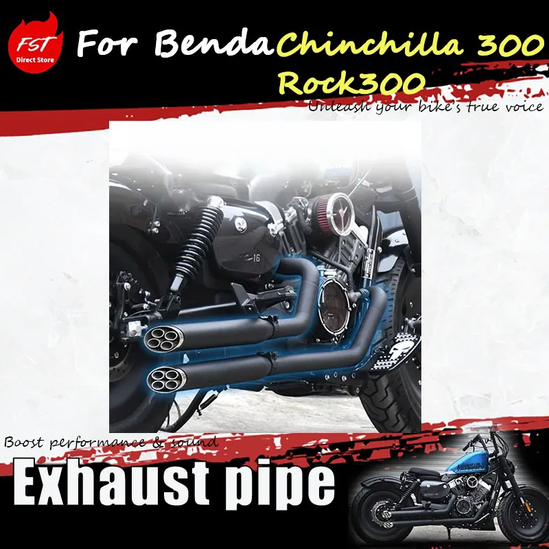 

For Benda Chinchilla 300/Rock300 Modified Right Side Dual Exhaust with Eight-Port Stainless Steel Full-Length