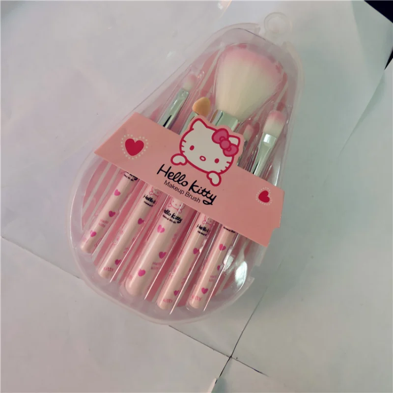 Sanrio Hello Kitty Makeup Brush Set Anime Fashion Jewelry Blush Eyebrow Lip Eyeshadow Brush Beauty Tools Girls Gift with Box