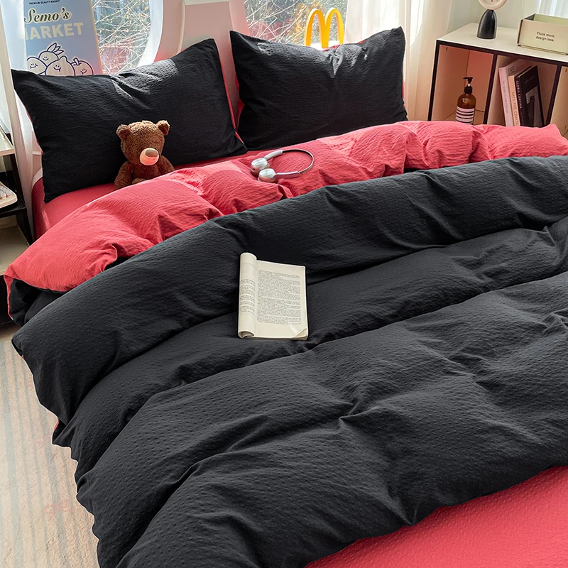 Puff Yarn Duvet Cover Solid Color Comforter Cover for Adults Single/Queen/King Size Comfortable Quilt Cover housse de couette