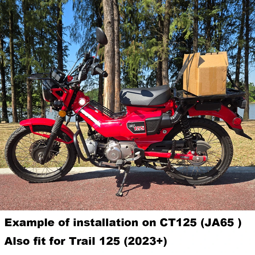 

Black Engine Guard Crash Bar W/Engine Skid Plate Compatible with Honda Trail 125 CT125 Hunter Cub 125 (2023-current)